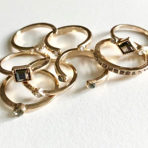 Retro 14kt Plated Gold Stackable Midi Rings - Picture 4 of 6